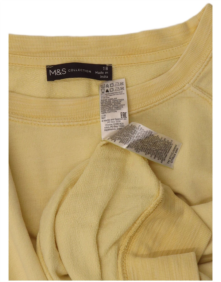 Pulover supradimensionat pentru femei Marks & Spencer, UK 18 XL, bumbac galben