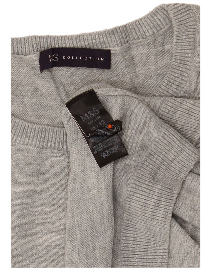 MARKS & SPENCER Pulover Crop Crew Deck pentru femei UK 12 Gri mediu