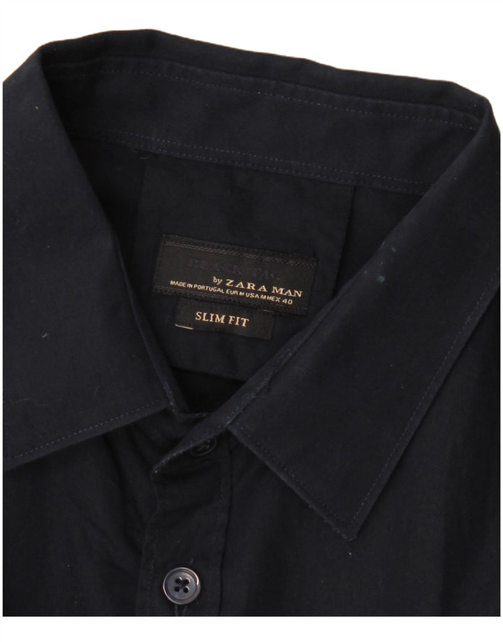 Cămașă ZARA Slim Fit pentru bărbați, albastru bleumarin mediu