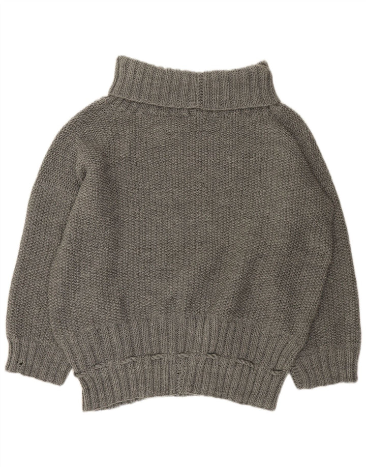 VINTAGE Pulover supradimensionat cu gât rulat pentru femei UK 22 3XL Gri