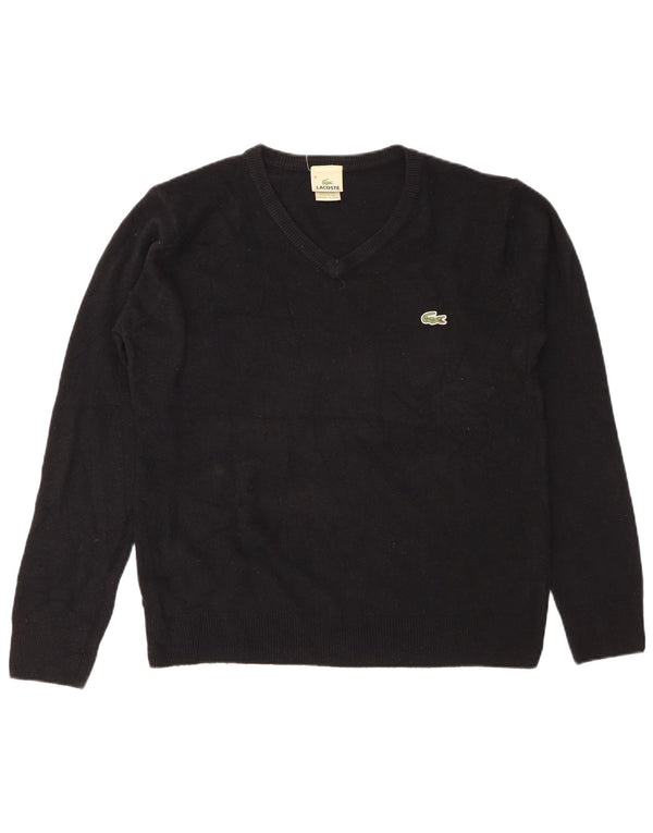 Pulover pentru bărbați Lacoste cu decolteu în V, mărime 8 3XL, bumbac negru
