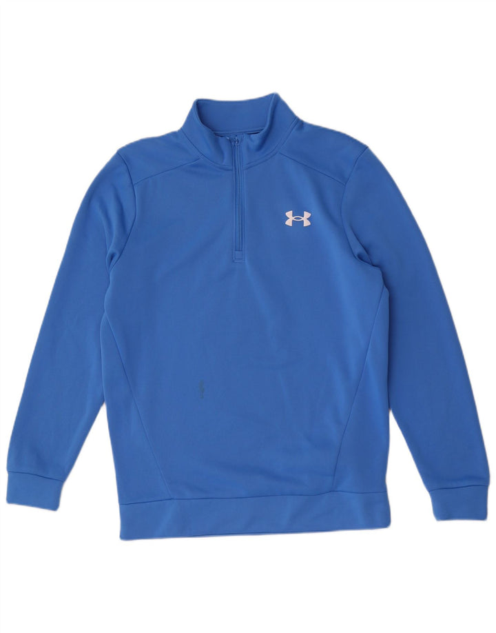 Pulover Under Armour pentru bărbați, cu fermoar, cu gât, poliester mic, albastru
