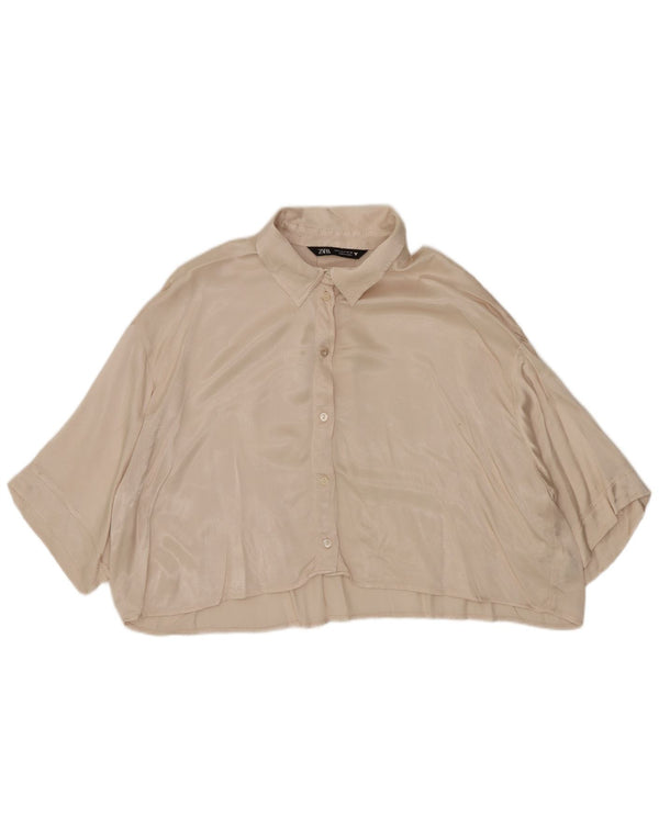 Bluză cămașă supradimensionată pentru femei Zara UK 10 Mic Bej Viscoză