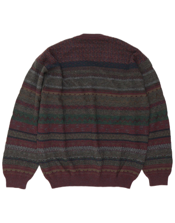 Rodes Pulover cu decolteu în V pentru bărbați, lână virgină, multicoloră, Fair Isle