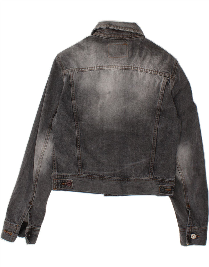 CASUCCI Womens Crop Denim Jacket UK 10 Small Grey Cotton Vintage Casucci and Second-Hand Casucci from Messina Hembry 
