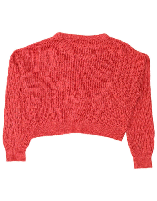 Topshop Womens Loose Fit Crop Crew Neck Jumper Sweater UK 10 Small Red