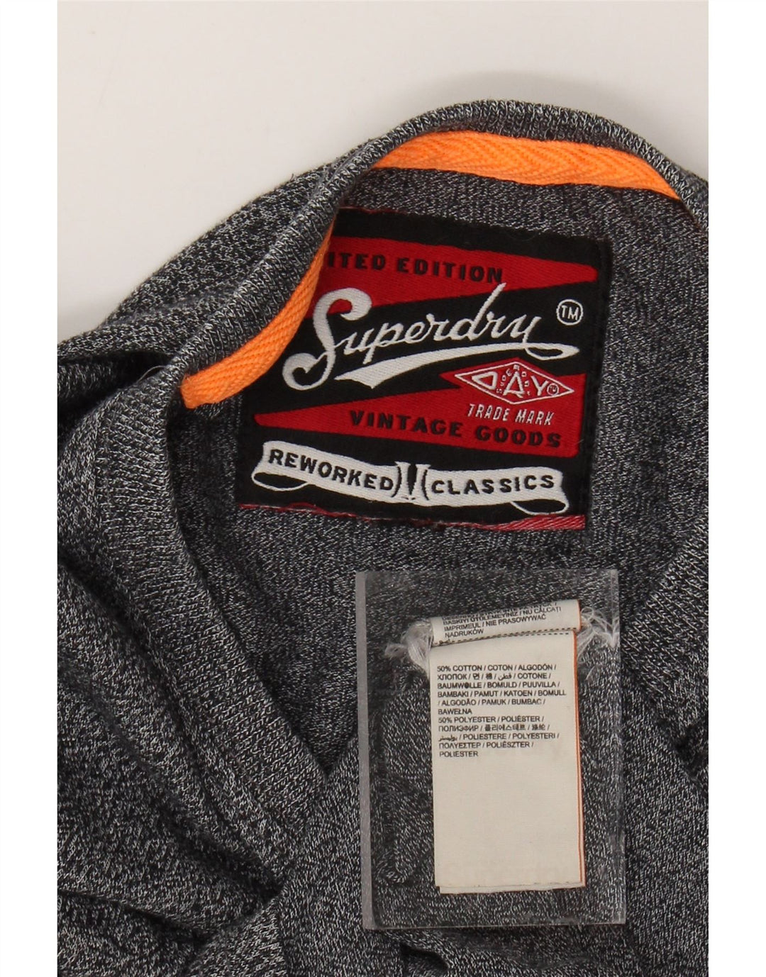 Tricou grafic pentru bărbați SUPERDRY Top din bumbac cu pete gri mediu