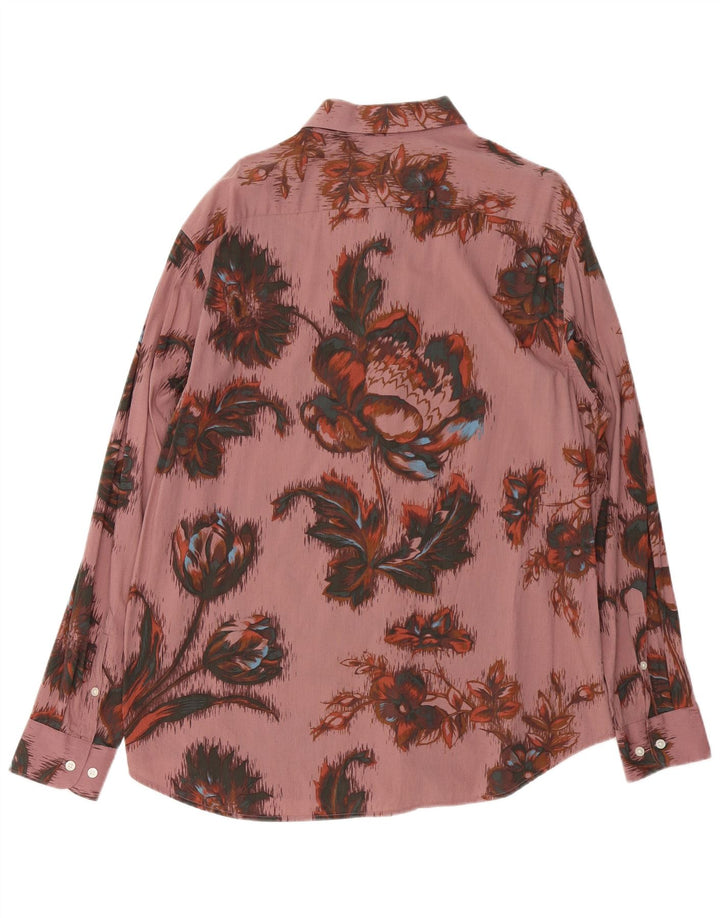 Cămașă Bărbați VINTAGE Mare Bumbac Floral Roz