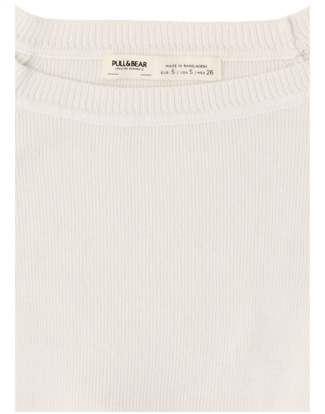 Pull & Bear Crop Top pentru femei cu mânecă lungă UK 8 Small White Viscose