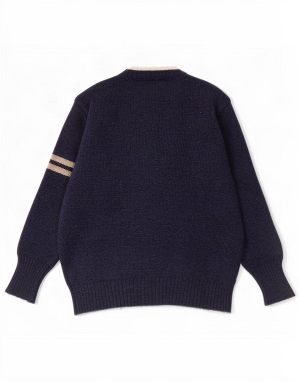Pulover cu decolteu în V Woolrich pentru bărbați, 2XL, lână cu dungi bleumarin