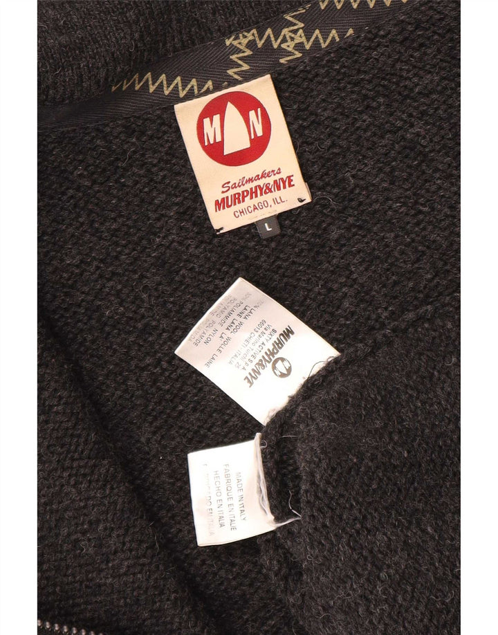 Murphy & Nye pentru bărbați Sailmakers cardigan grafic pulover mare lână gri