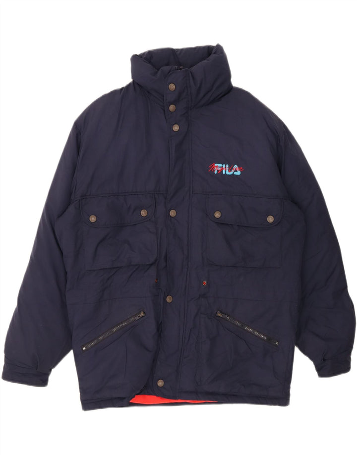 FILA Mens Windbreaker Jacket UK 44 2XL Navy Blue Polyester Vintage Fila and Second-Hand Fila from Messina Hembry 