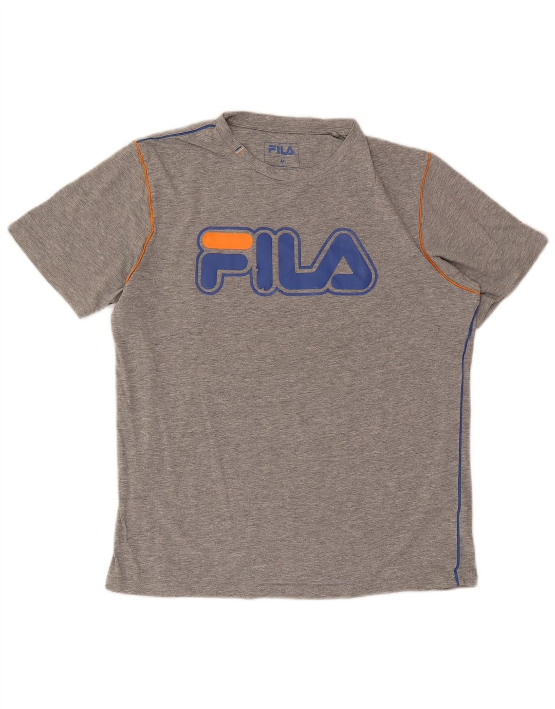 Tricou cu grafic Fila pentru bărbați Top Mediu Gri Bumbac cu pete