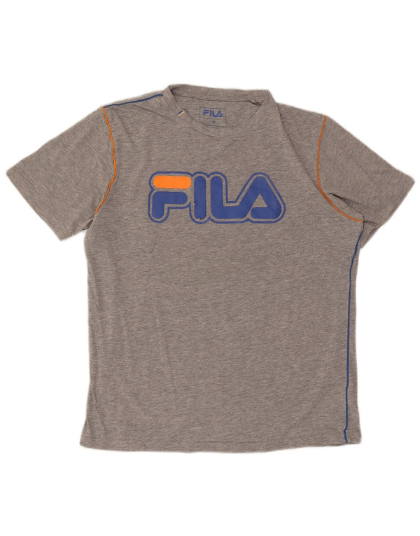 Tricou cu grafic Fila pentru bărbați Top Mediu Gri Bumbac cu pete