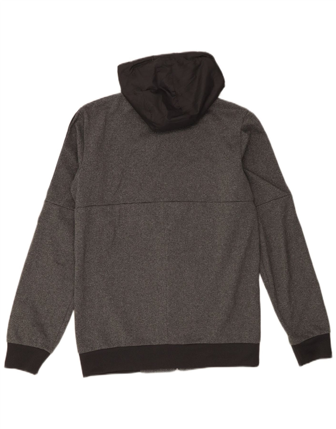 Pulover cu capotă cu fermoar grafic Adidas pentru bărbați, gri mic, poliester color bloc