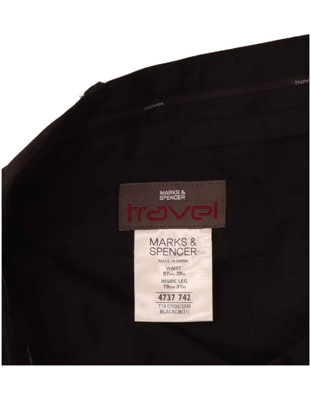 Pantaloni chino drepți pentru bărbați Marks & Spencer L38 L31 Poliester negru