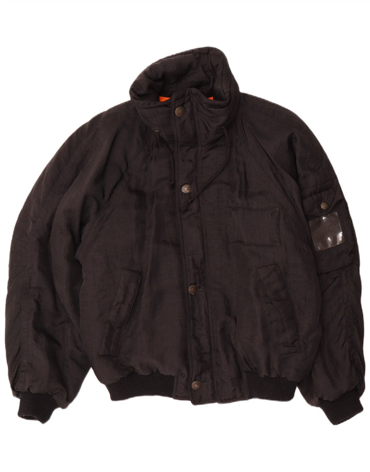 Jachetă căptușită vintage pentru bărbați, cu ajustare largi, UK 38 Medium Black