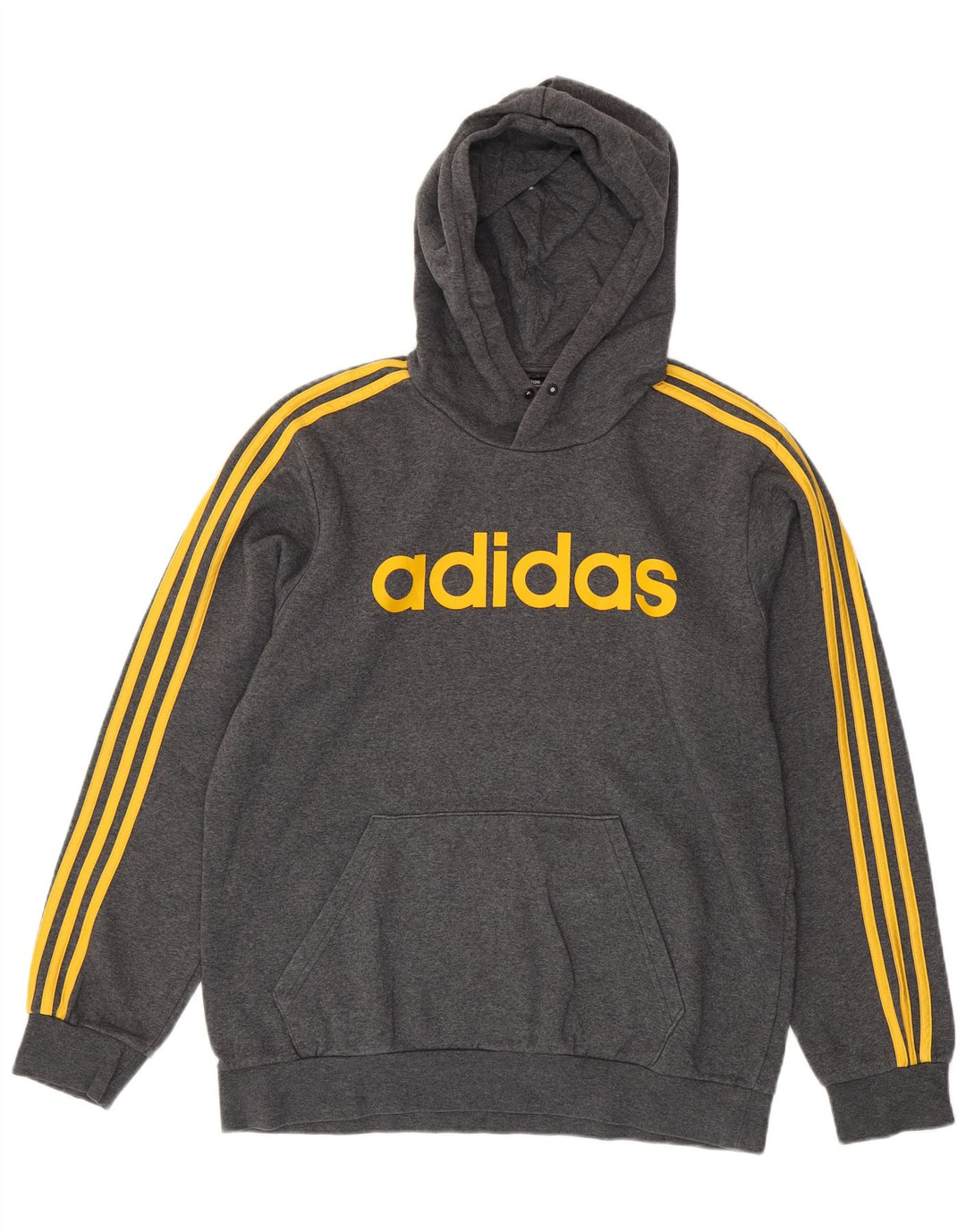 Pulover Adidas pentru bărbați cu capota, mare, gri, bumbac