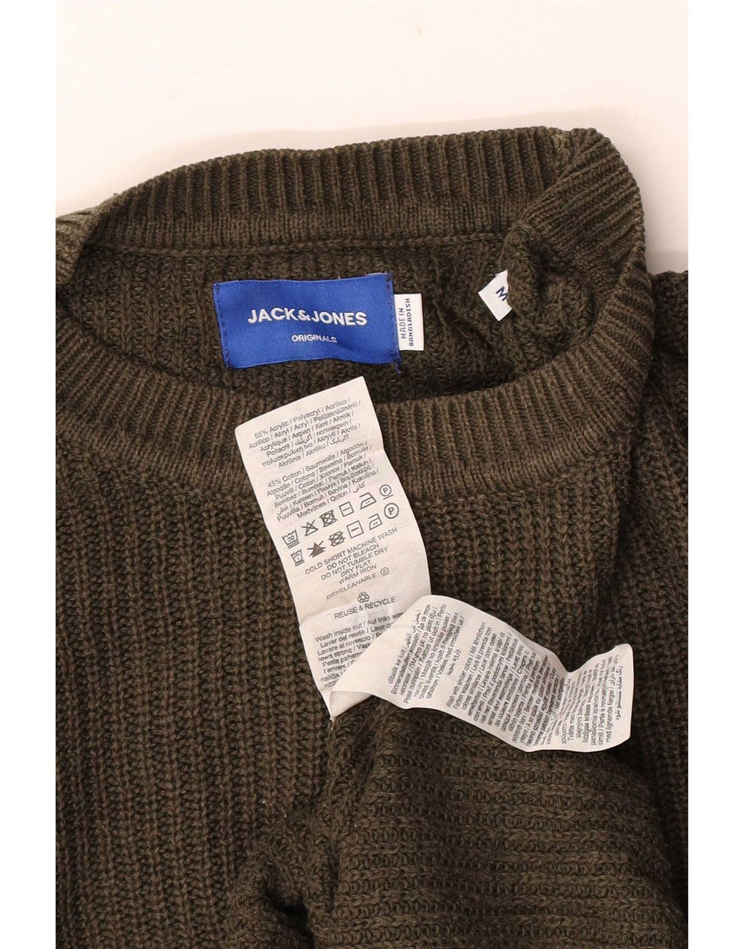 Pulover Jack & Jones pentru bărbați cu decolteu rotund, mediu acrilic kaki