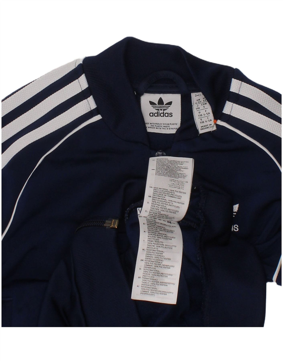 Jachetă de trening pentru băieți Adidas 4-5 ani, poliester bleumarin