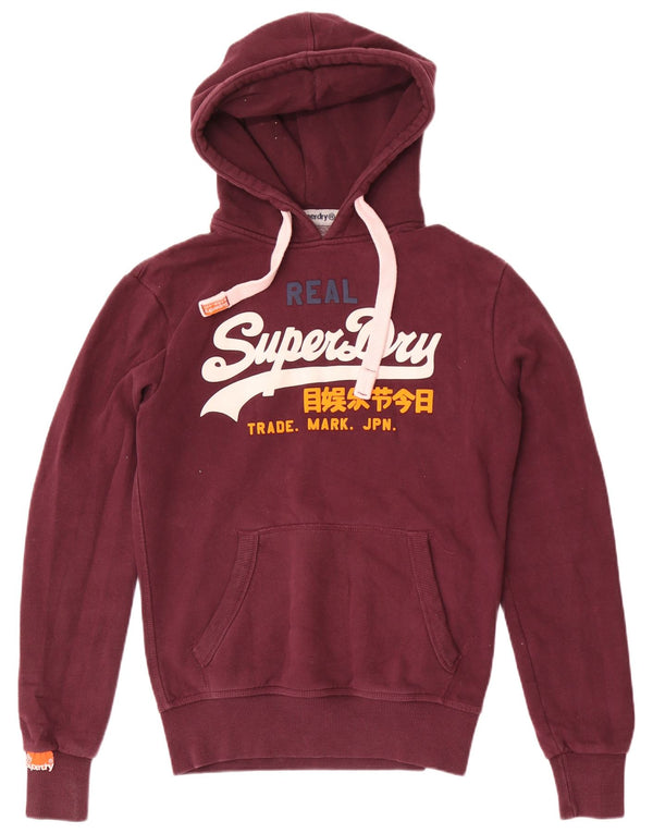 Pulover Superdry pentru bărbați cu grafică, bumbac, retro, mic, burgundă