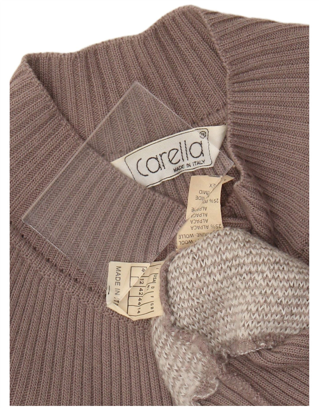 Carella Pulover Crop Cardigan pentru Femei UK 14 Medium Bej Argyle/Diamond Lână