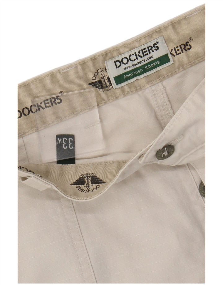 Pantaloni scurti cargo pentru femei Dockers W33, bumbac alb, mediu