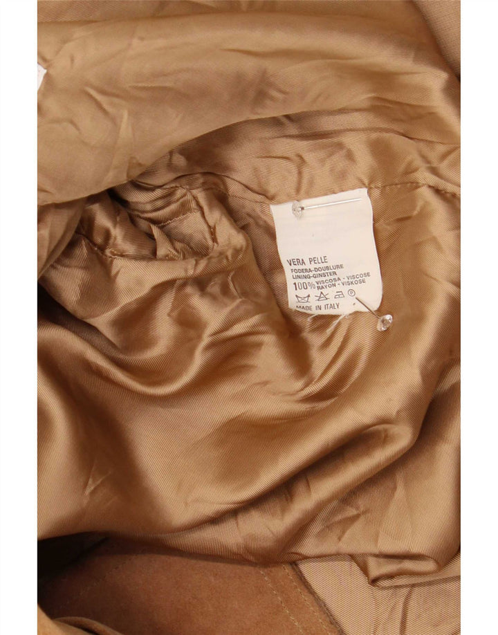 Pardesiu supradimensionat din piele intoarsa pentru femei Vintage IT 42 Medium Beige Piele