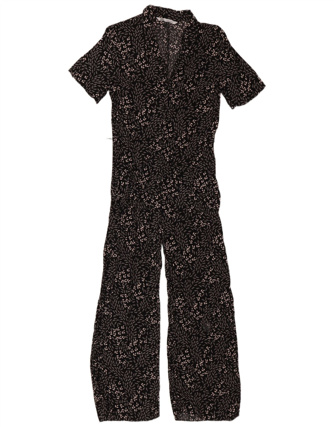 Salopetă Zara femeie cu mânecă scurtă, negru mediu, floral