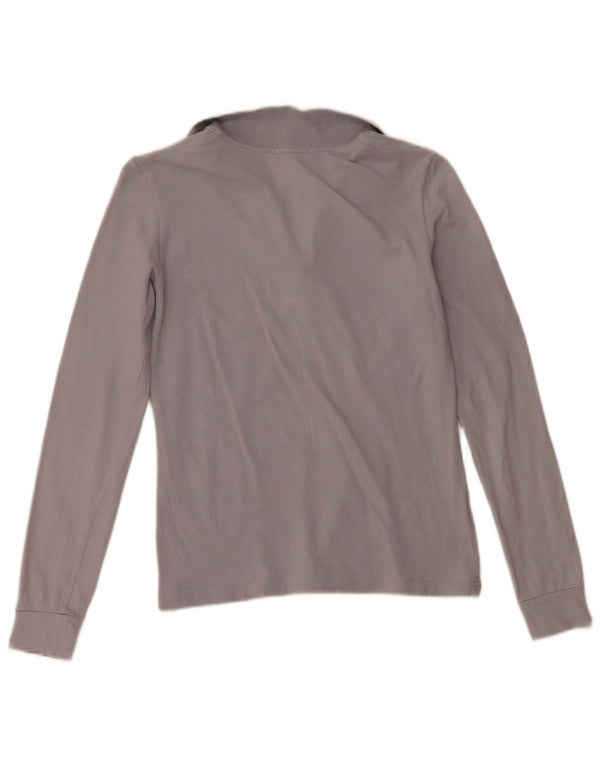 Fred Perry Tricou polo cu mânecă lungă pentru femei UK 10 mic bumbac gri