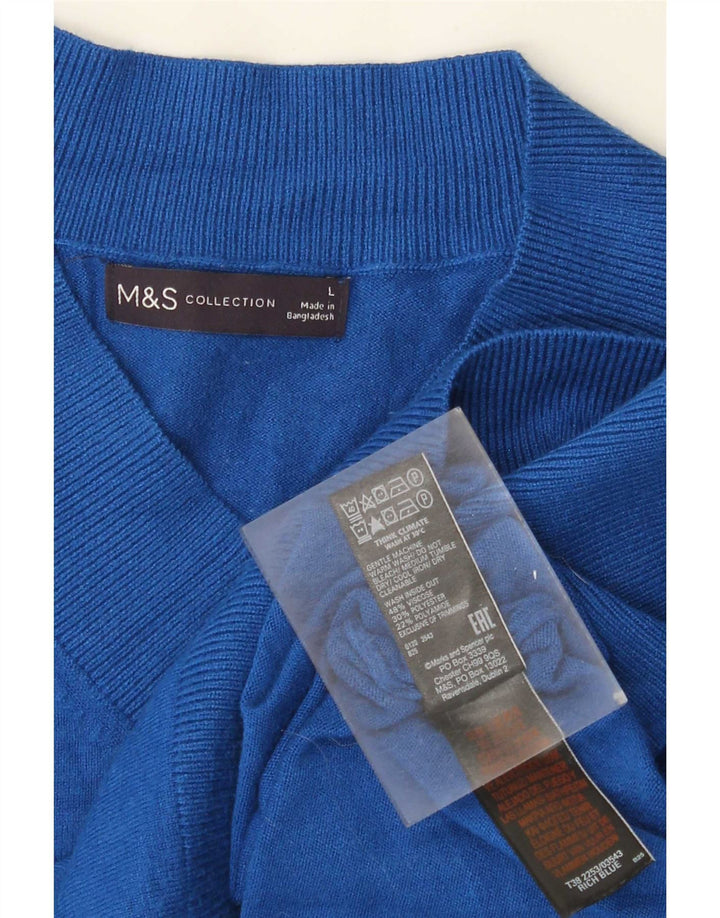 Marks & Spencer Pulover supradimensionat pentru femei cu decolteu în V UK 16 Large Blue