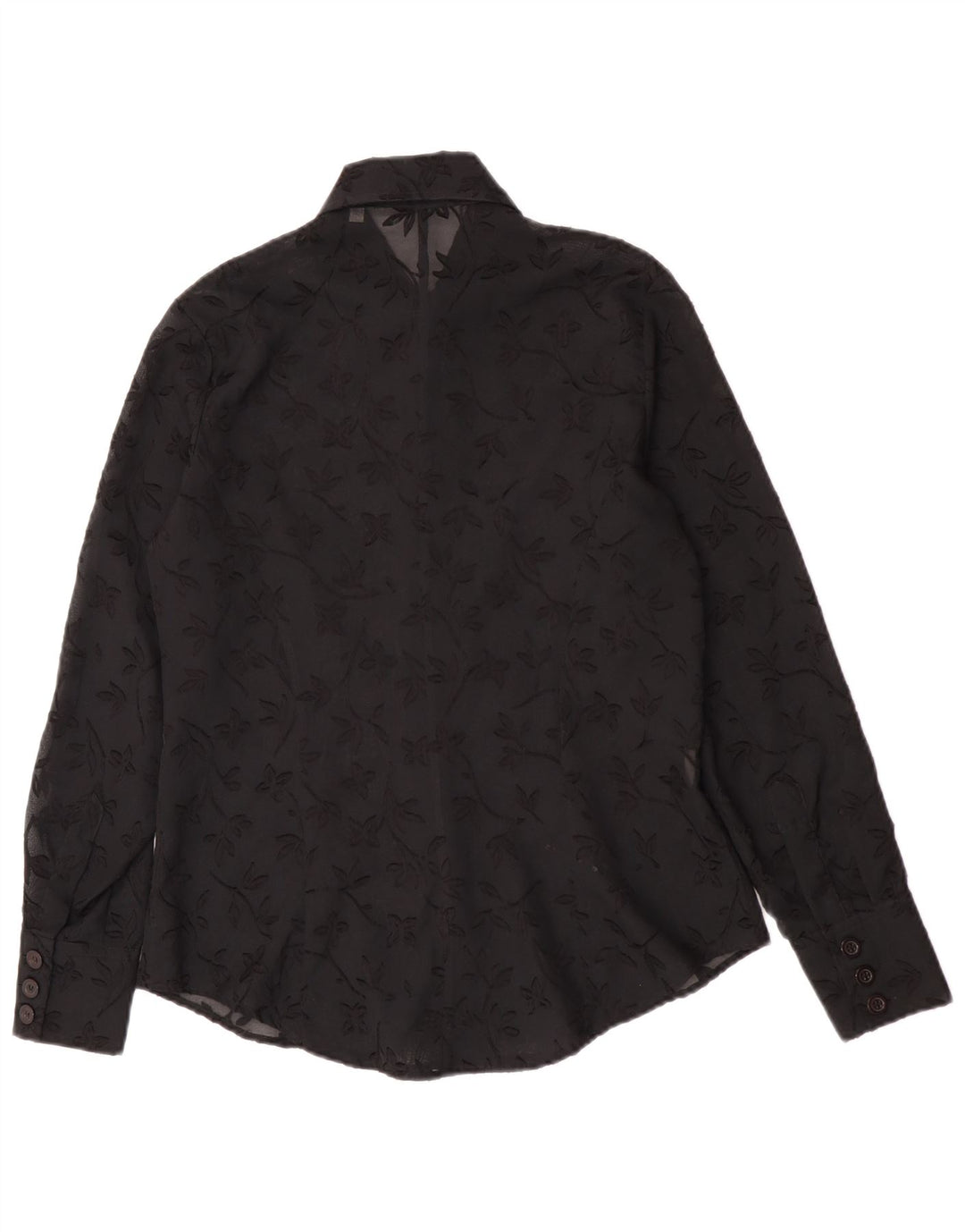 Bluză cămașă transparentă pentru femei vintage IT 44 Poliester Floral Negru Mediu