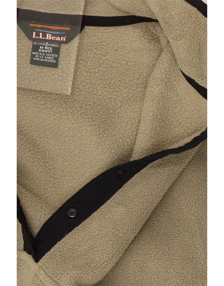 L.L.BEAN Womens Button Neck Fleece Jumper UK 14 Medium Beige Polyester Vintage L.L.Bean and Second-Hand L.L.Bean from Messina Hembry 