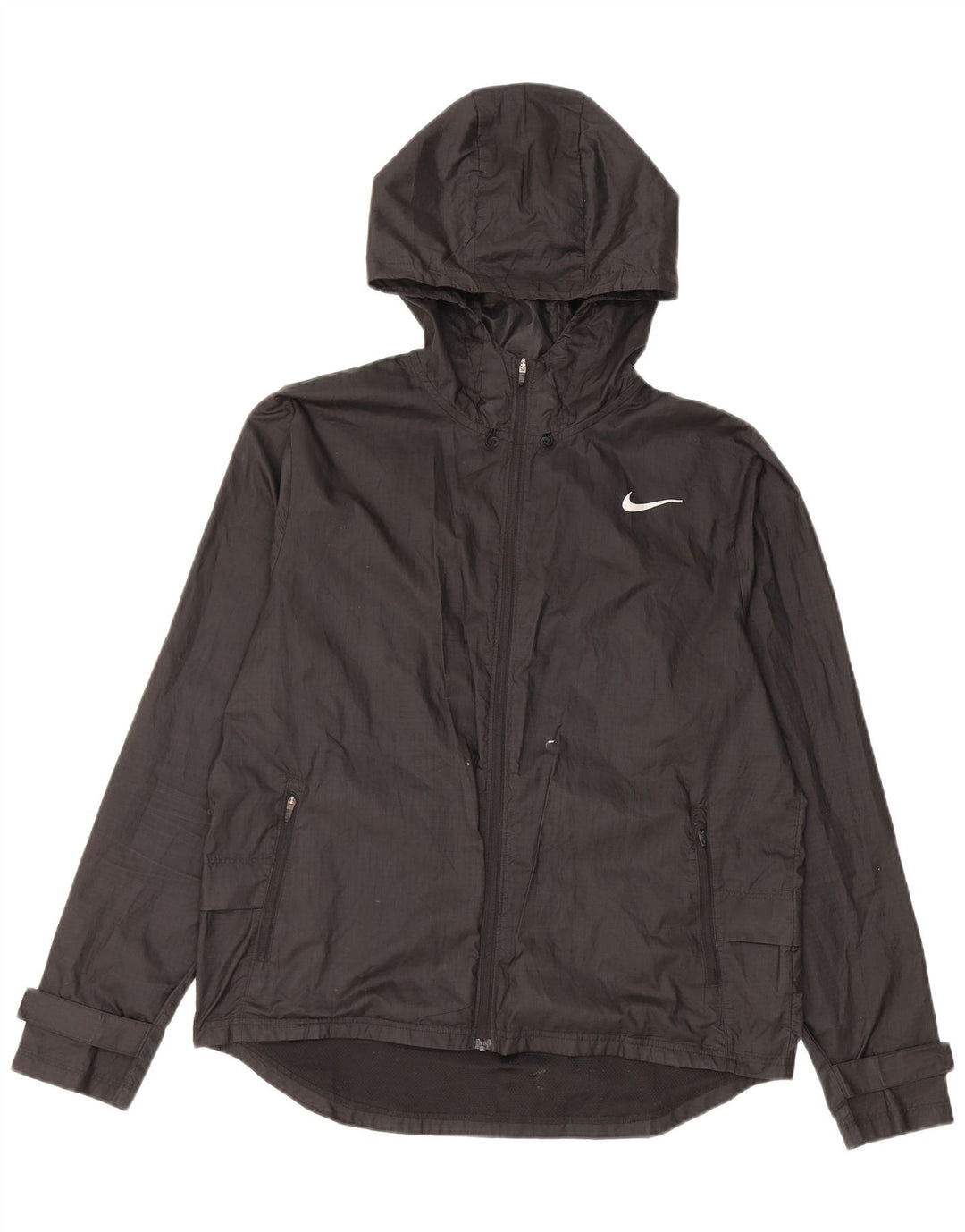 Jachetă de ploaie cu glugă Nike pentru femei UK 14 Poliester mediu negru