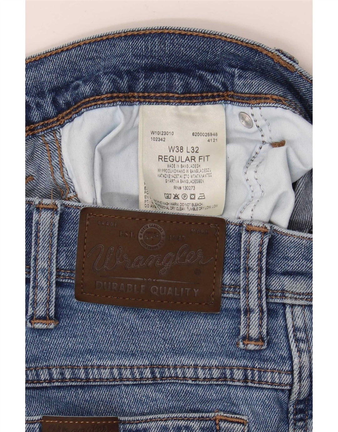 Blugi drepti Wrangler pentru bărbați, cu ajustare normală, W38 L32, bumbac albastru