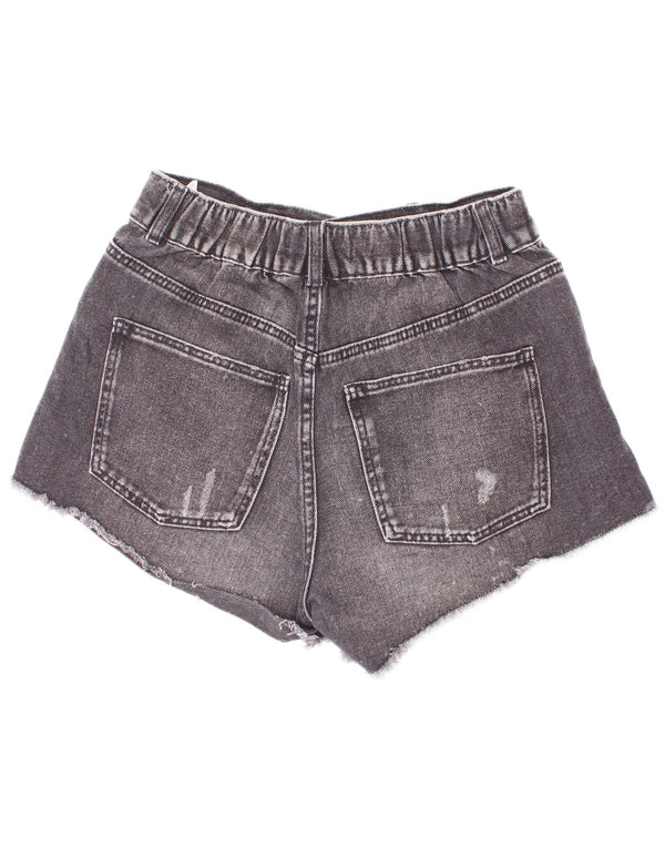 Pantaloni scurți din denim distressed pentru fete Zara 13-14 ani W26 bumbac gri