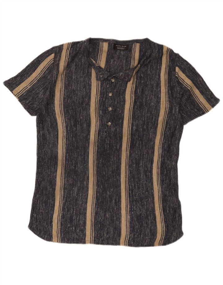 Tricou pentru bărbați Zara Mic, gri, cu dungi acrilice
