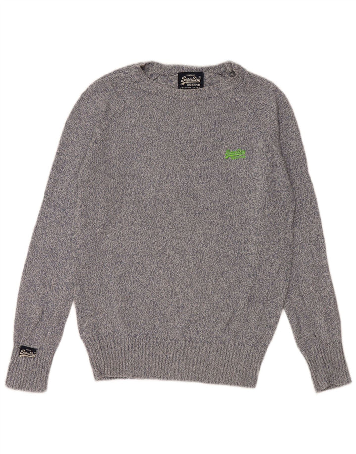 Pulover Superdry pentru bărbați, cu gât roșu, din bumbac cu pete albastre