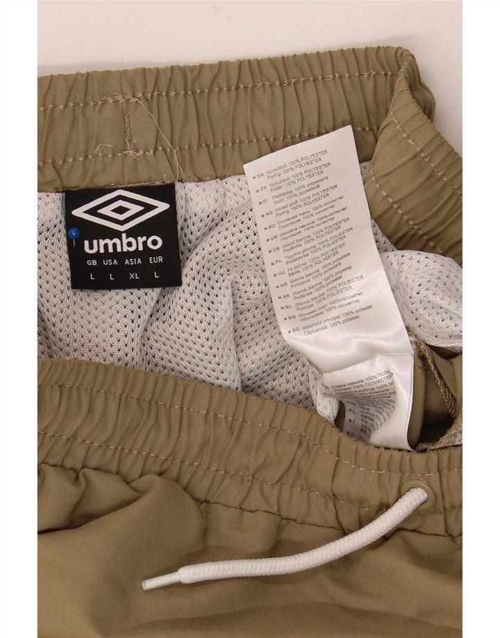 Pantaloni scurți de înot grafic Umbro pentru bărbați, mari, kaki, poliester color bloc
