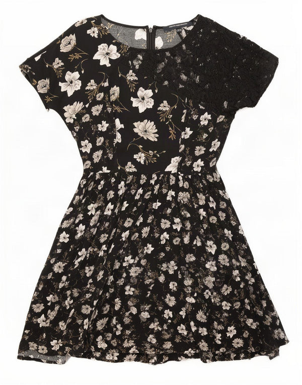 Rochie A-Line pentru femei French Connection UK 10 Mic Negru Floral Viscoză