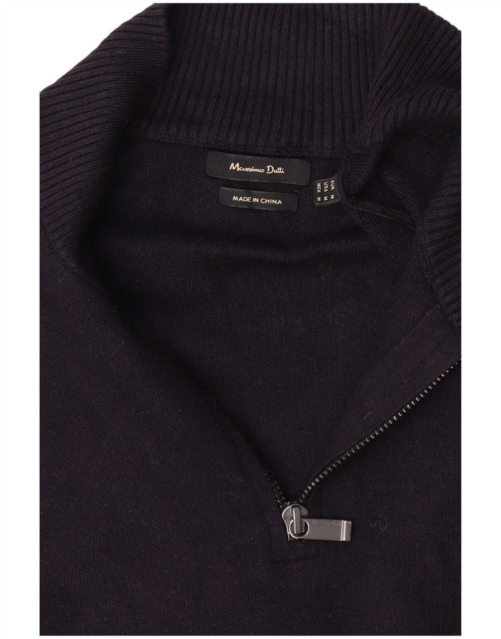Pulover Massimo Dutti pentru bărbați, cu fermoar și gât, albastru bleumarin mediu
