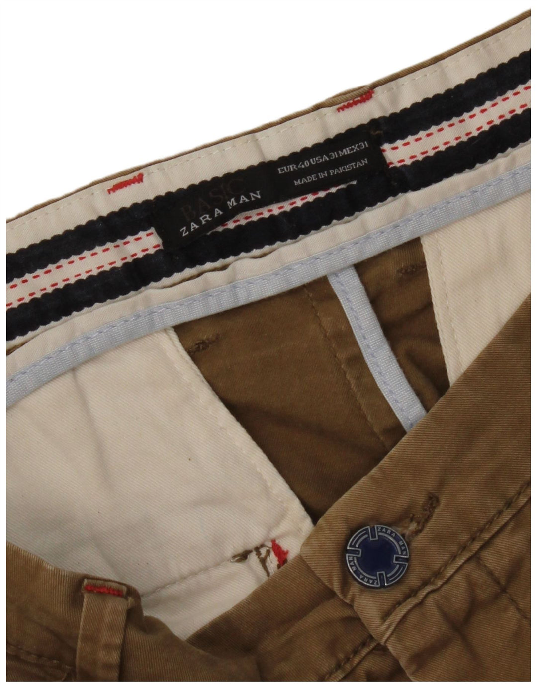 Pantaloni chino slim pentru bărbați Zara EU 40 Mediu L31 L33 Maro