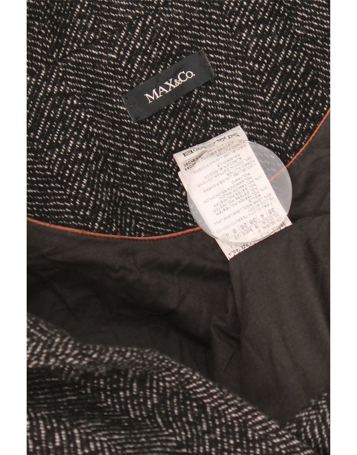 Max & Co. Palton pentru femei UK 8 Small Black Herringbone Wool