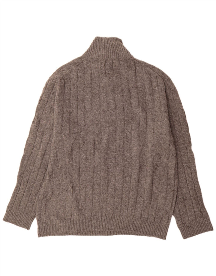 Pulover pentru bărbați Gant cu gât cu nasturi, 3XL, lână de miel gri