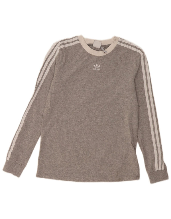 Adidas Womens Top Long Sleeve UK 8 Small  Grey Cotton
