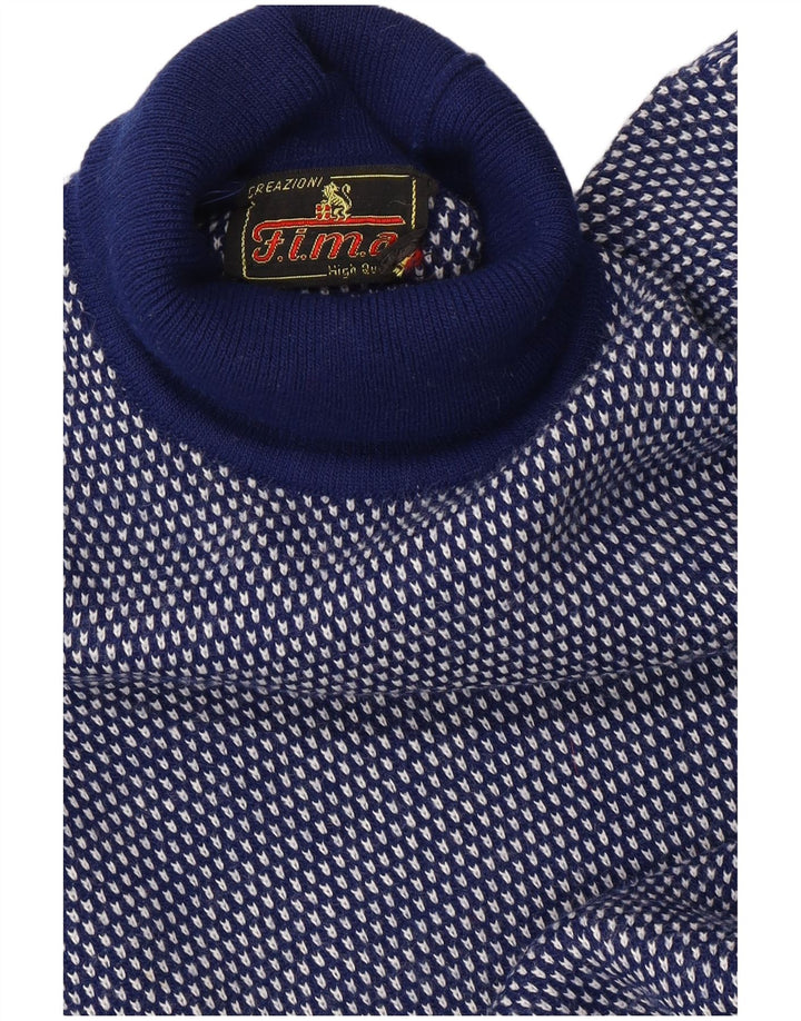Pulover vintage pentru femei cu gât rulat, UK 14, bleumarin mediu