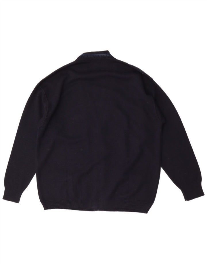 Cardigan Vintage pentru bărbați cu grafică XL Lână bleumarin