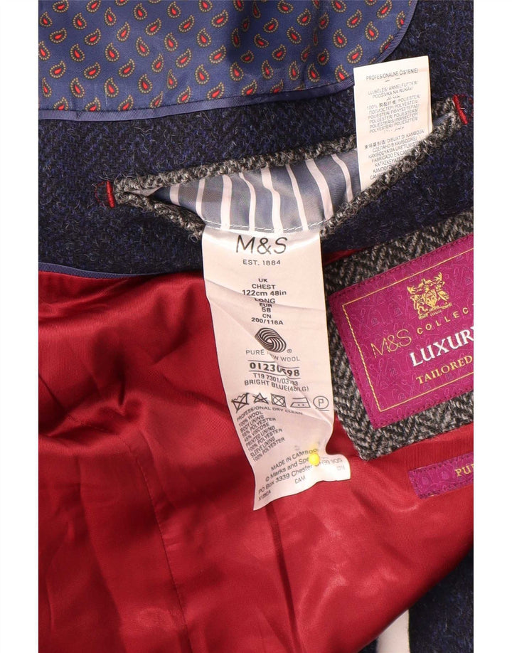 Jachetă pentru bărbați Marks & Spencer, cu 2 nasturi, UK 48 2XL Lână bleumarin