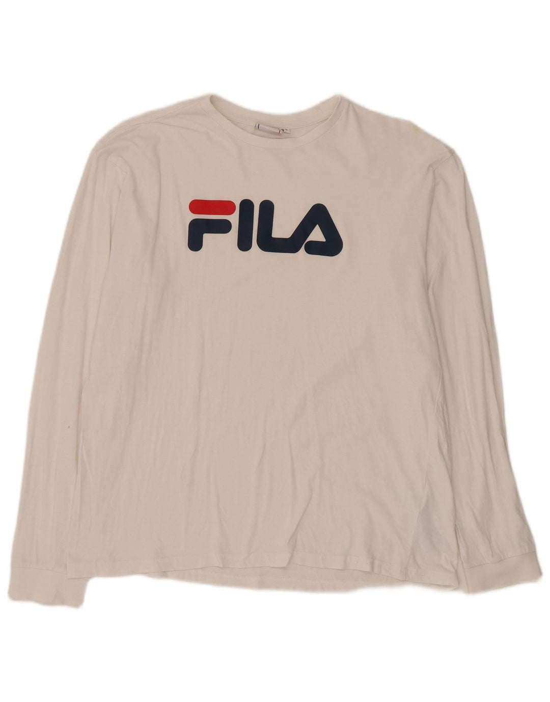 Top grafic Fila pentru bărbați cu mânecă lungă, mare, alb, bumbac