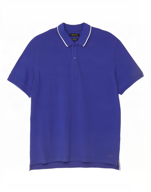 Tricou polo Massimo Dutti pentru bărbați, bumbac albastru 2XL